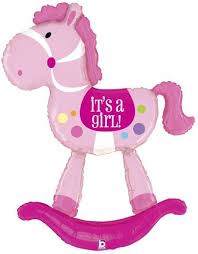 Special Delivery Rocking Horse - Baby Girl 60 inch Betallic