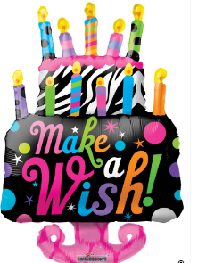 Kaleidoscope 36inch Make A Wish Cake Shape Foil Balloon