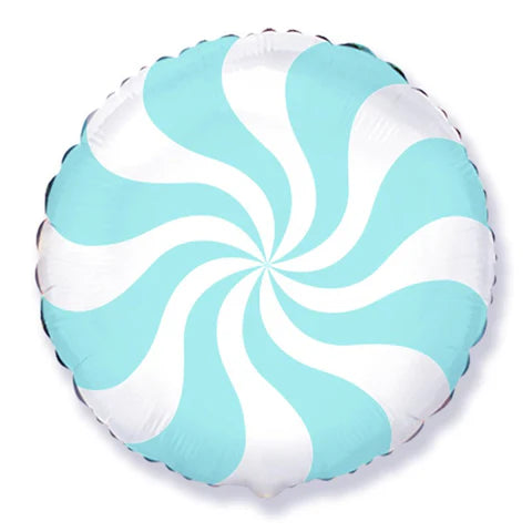 Pale Blue Candy swirl Pastel foil 18 inch - Party Deco