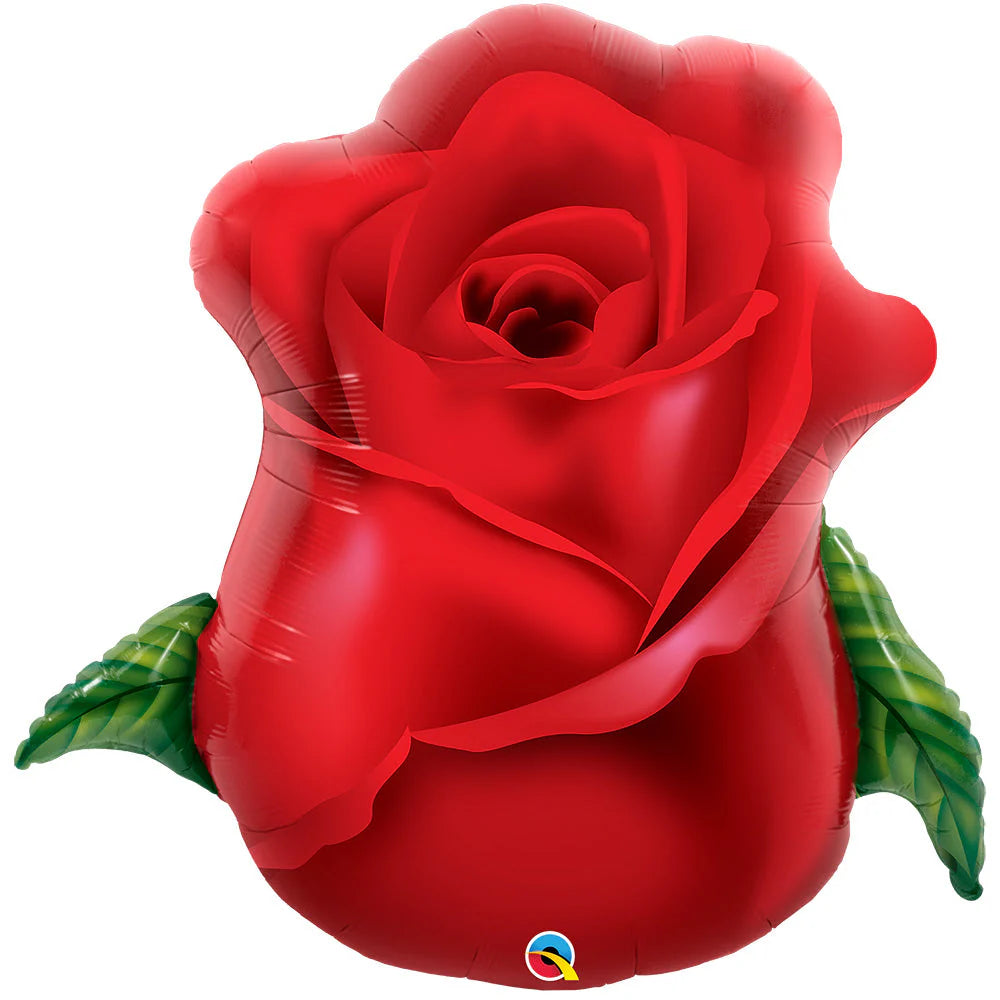 Red Rose bud foil balloon- 33 inch Qualatex