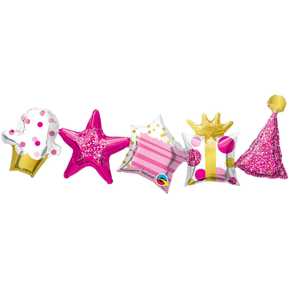 Birthday Garland Pink Foil Balloon 41 inch- Air Filled only - Qualatex