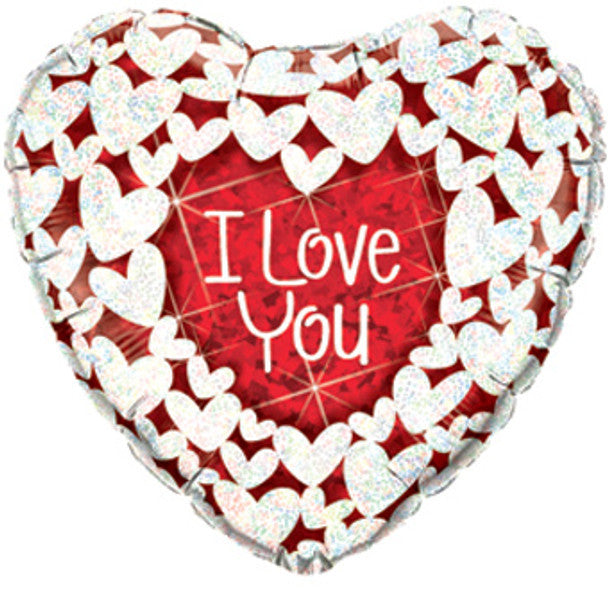 "I Love You" 36inch Holographic Balloon Qualatex