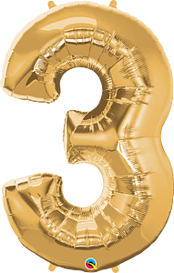 Number 3- Gold -34 inch Qualatex