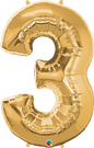 Number 3- Gold -34 inch Qualatex