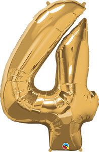Number 4- Gold -34 inch Qualatex