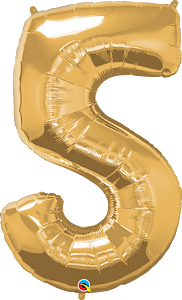 Number 5- Gold -34 inch Qualatex