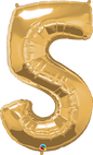 Number 5- Gold -34 inch Qualatex