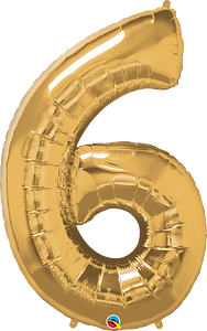Number 6- Gold -34 inch Qualatex