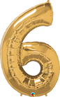 Number 6- Gold -34 inch Qualatex