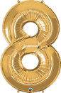 Number 8- Gold -34 inch Qualatex