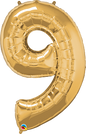 Number 9- Gold -34 inch Qualatex