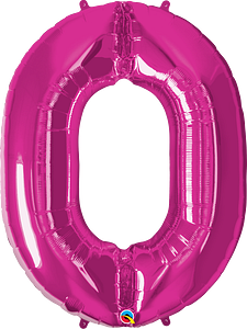 Number 0 - Pink  -34 inch Qualatex