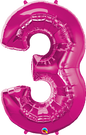 Number 3- Pink  -34 inch Qualatex