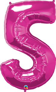Number 5- Pink  -34 inch Qualatex