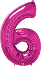 Number 6 - Pink  -34 inch Qualatex