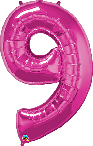 Number 9 - Pink  -34 inch Qualatex