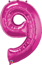 Number 9 - Pink  -34 inch Qualatex