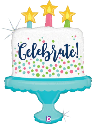Betallic 33 inch Birthday cake - Celebrate  Glitter Holographic