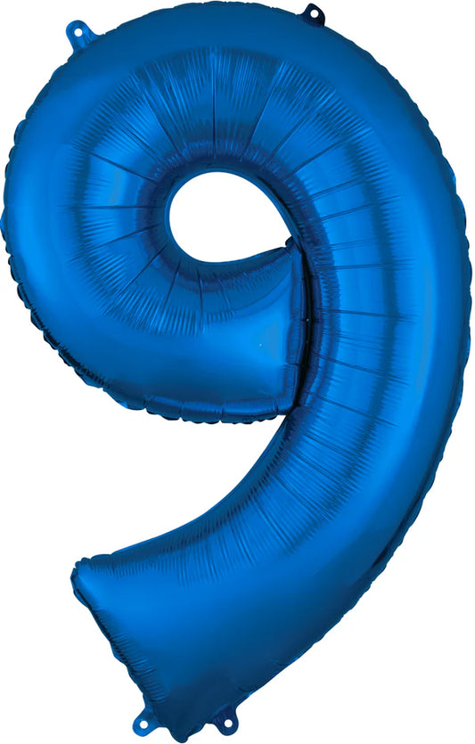 Number 9 - Blue  -34 inch Qualatex