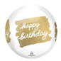 Orbz Happy Birthday white and gold  Anagram 15 inch - 38 cm