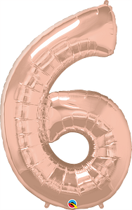 Number 6 - Rose Gold  -34 inch Qualatex