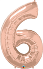 Number 6 - Rose Gold  -34 inch Qualatex