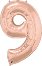 Number 9 - Rose Gold  -34 inch Qualatex