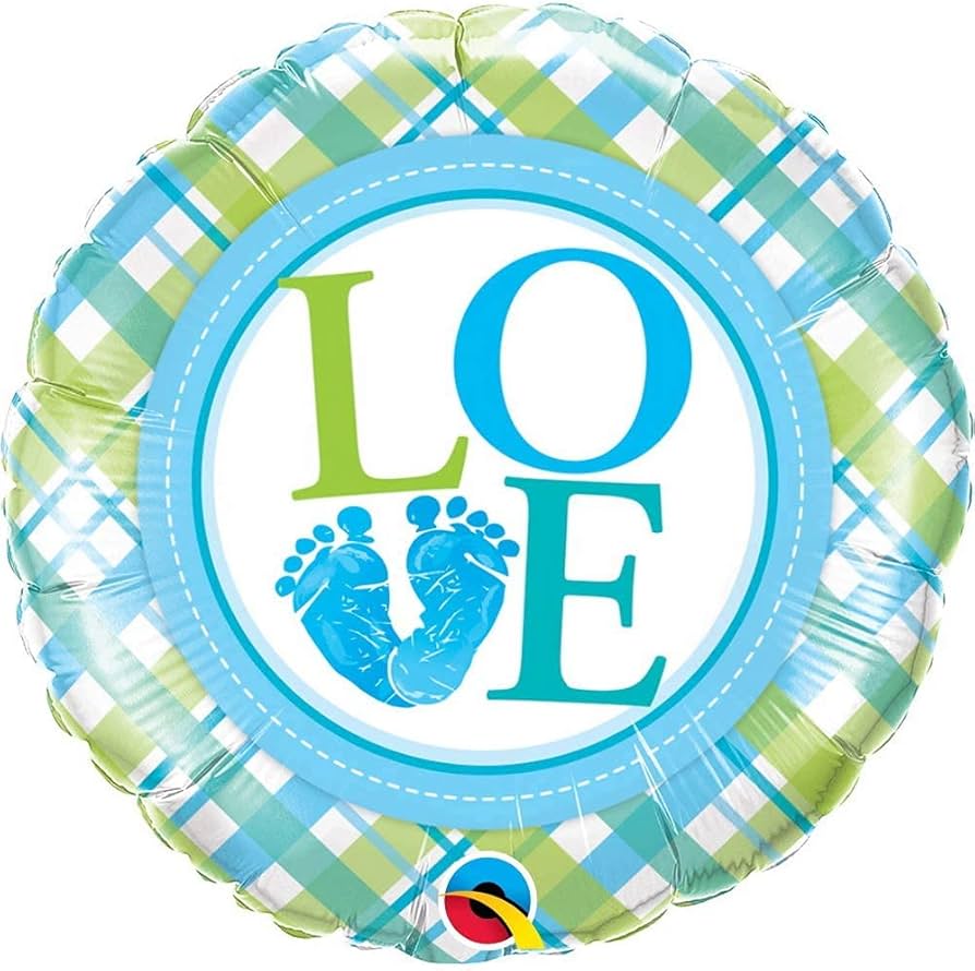 Baby Boy Feet / LOVE  (double sided )- 18 inch Qualatex