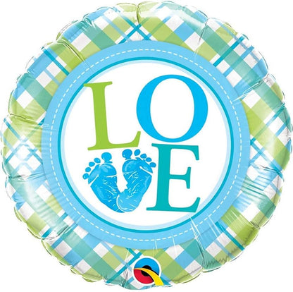 Baby Boy Feet / LOVE  (double sided )- 18 inch Qualatex