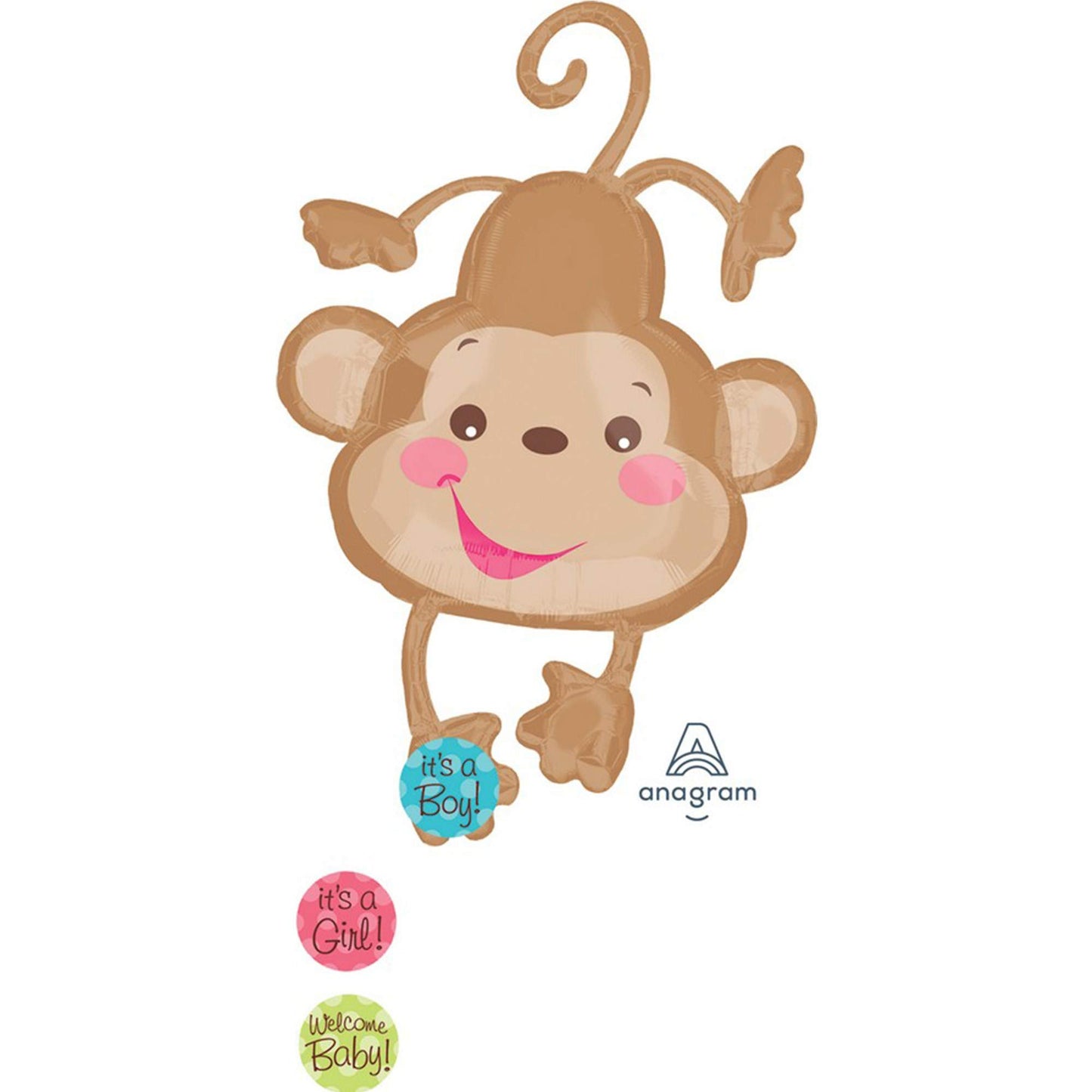 Fisher Price Baby Monkey - Personalised Stickers (Boy, Girl, Welcome baby) 40 inch Anagram