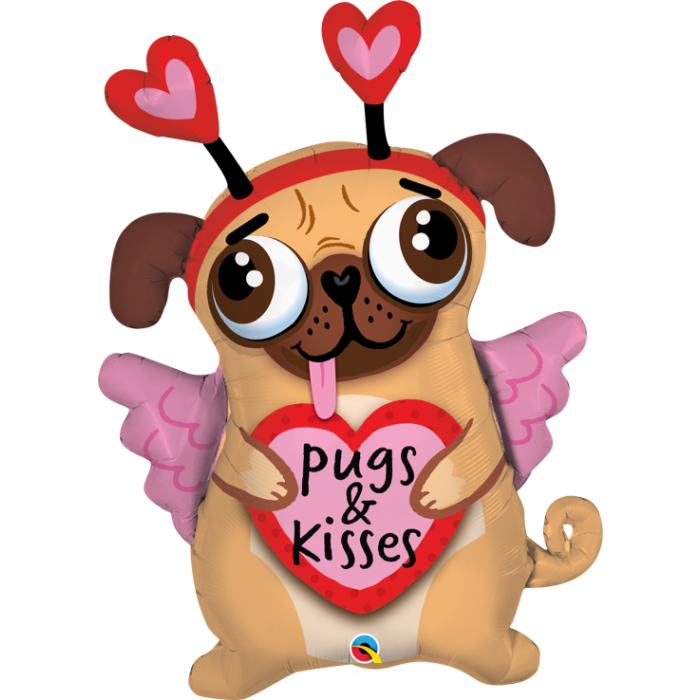 Pugs & Kisses 36 inch Qualatex