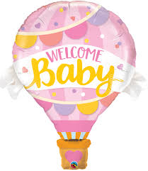 Welcome Baby Girl Pink Hot Air 42 inch Qualatex