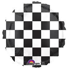Chequered Black White Print 18 inch Round Anagram