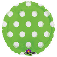 Lime with clear dots PLASTIC 18 inch Round Anagram