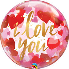 I love you paper hearts Bubble 22 inch Qualatex