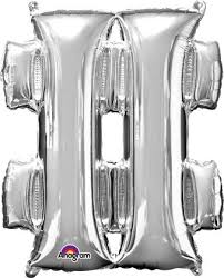 Number # Hashtag - Silver -34 inch Anagram