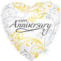 Holographic Heart Anniversary 18 inch  foil Betallic