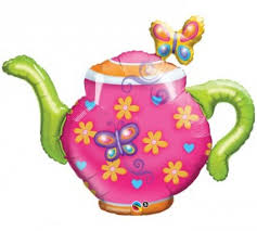 Teapot & Butterflies 44 inch Qualatex