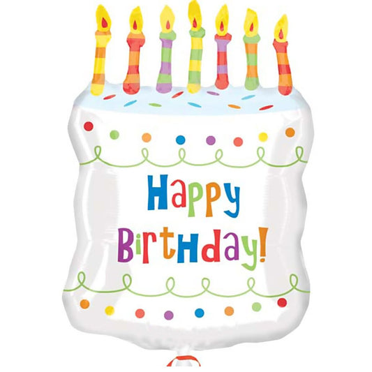 Anagram SUPERSHAPE Birthday cake white with candles